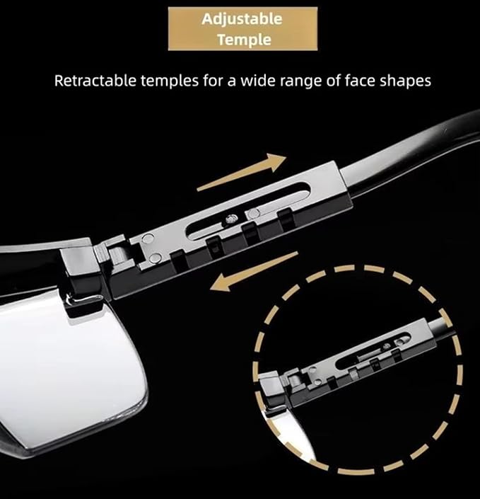 Safety Glasses Goggles (2 Pack) Shattered Proof, ANSI Z87.1 & EN 166 UV Resistant, Wide Frame Scratch Resistant Eye Shield Black Frame Wear over Glasses Adjustable temples Unisex.