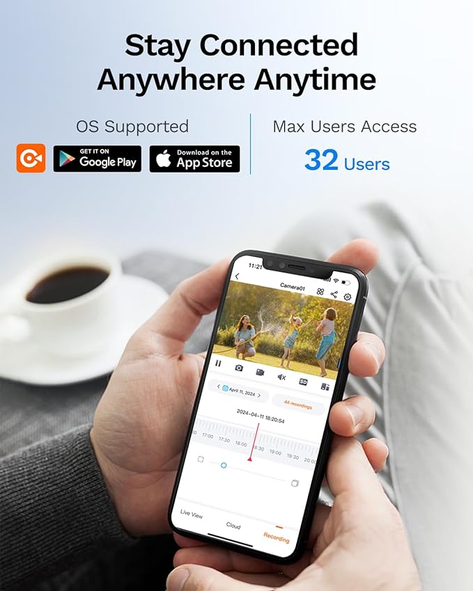 LongPlus 8MP 4K UHD Poe Wired Security Camera Outdoor for Security Cameras System, Cameras for Outdoor Home Security Spot Lights Color Night Vision, Red-Blue Alarm Lights & Sound CP8B2SE