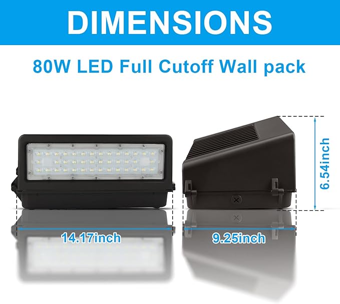 OSTEK 80W Full Cut-Off LED Wall Pack Light with Photocell 11000LM 5000K - Replaces 300 watt Metal halide/HPS, Outdoor Area Full Cutoff Wall Pack led Light Fixture IP65, UL, DLC (watts, 80)