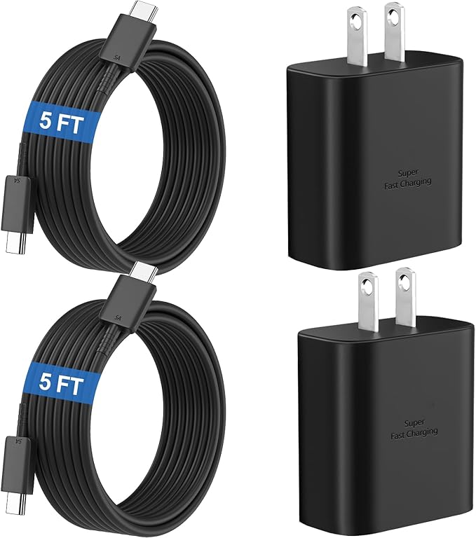 45W Super Fast Charger USB C Android Phone Charger Type C Charger Fast Charging Block with 5FT C Charger Cord for Samsung Galaxy S25/S25 Ultra/S25+/S24 Ultra/S24/S24+/S23/S22/S21/S20/Note20/Note 10