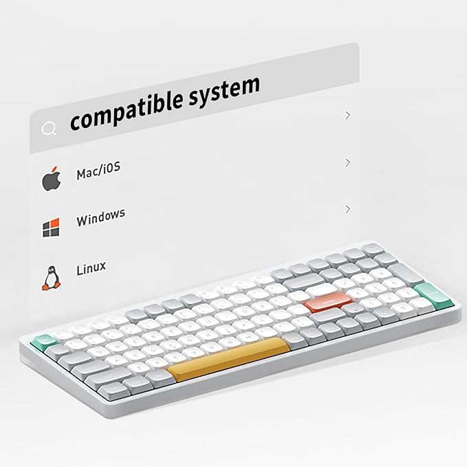 nuphy Air96 V2 Wireless Mechanical Keyboard,100 Keys RGB Backlit Keyboard,Supports Bluetooth 5.1,2.4G and Wired Connection,for PC/Laptop/Windows/Mac -White Gateron Brown Switch