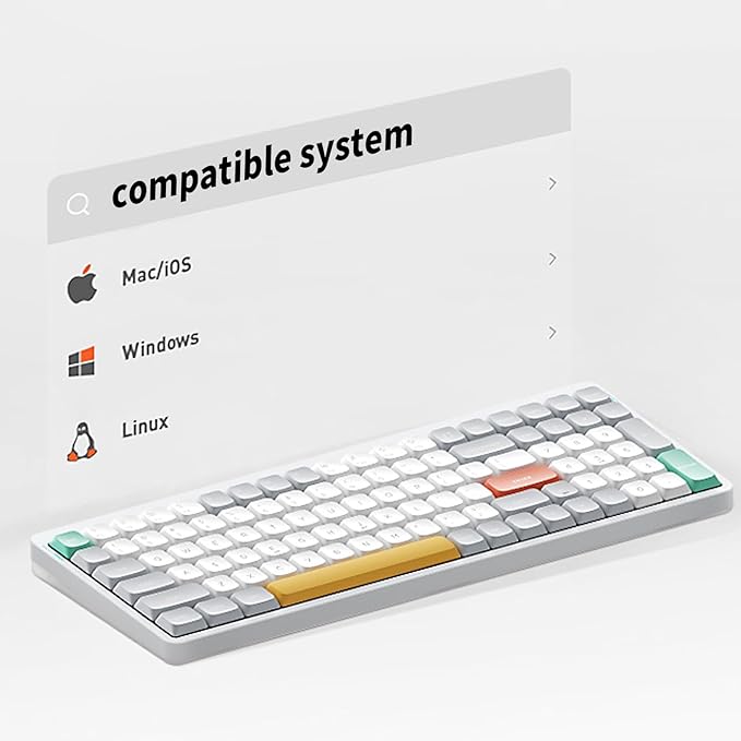 nuphy Air96 V2 Wireless Mechanical Keyboard,100 Keys RGB Backlit Keyboard,Supports Bluetooth 5.1,2.4G and Wired Connection,for PC/Laptop/Windows/Mac -White Gateron Red Switch