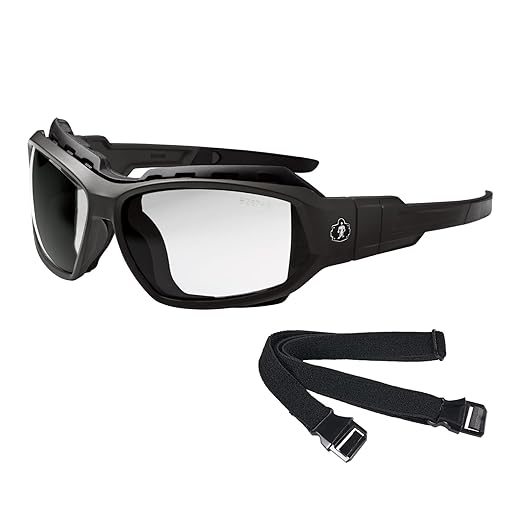 Ergodyne Skullerz Loki Convertible Anti Scratch Safety Spoggles Glasses-Includes Gasket and Strap to Convert to Goggle, Anti Fog