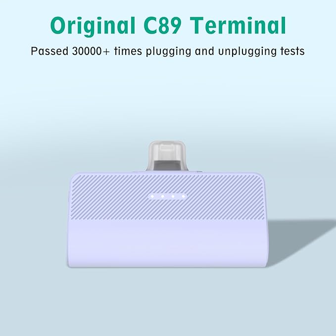 KKD Portable Charger for iPhone, Built-in MFi Certified Plug, 5000mAh Small Portable Phone Charger Power Bank for iPhone 14/13/12/11/XR/X/SE/8/7/6/6s/Pro Max/Plus,iPad,Purple