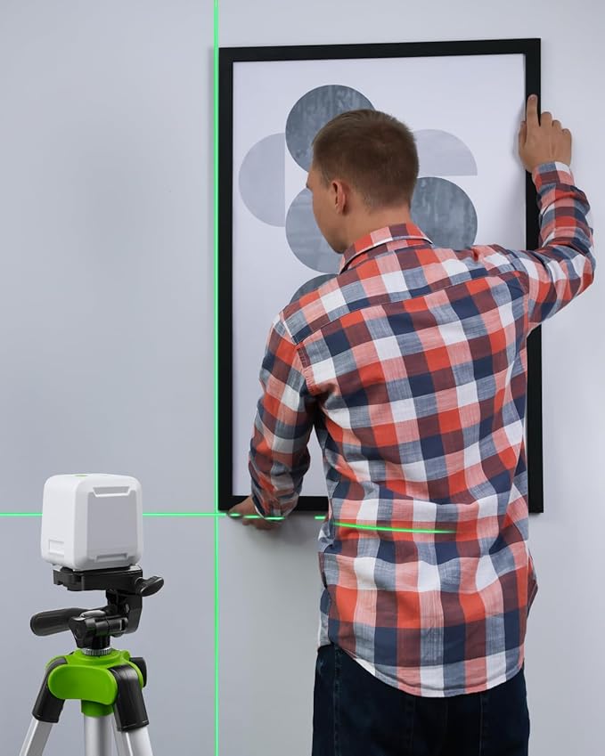 Laser Level with 50" Tripod, Firecore Self Leveling Cross Line Laser Level, Green Lazer Leveler Tool for Hanging Pictures Shelves DIY Projects, Battery and Carry Pouch Included