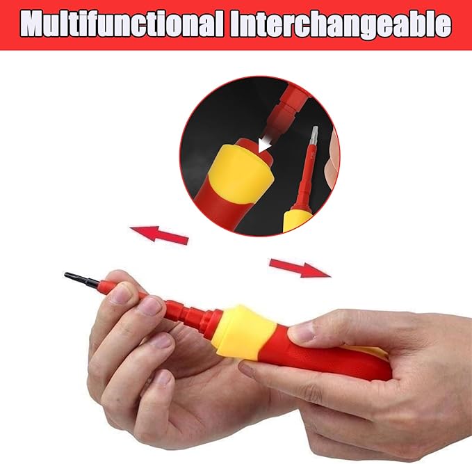 Insulated Electrician Screwdriver Set - 14 in 1 Magnetic Screwdriver Tool Kit Electrical Multifunctional Interchangeable CR-V Screwdrivers with Soft-Grip Screw Drivers
