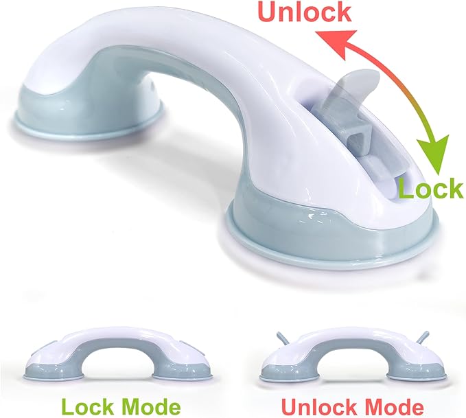 AirTight® Grab Bars for Shower Heavy-Duty (2Pack) 12.3-Inch ADA Compliant Grab Bar for Seniors Shower Handles for Elderly Suction Handicap Safety Handrail for Bathroom Bathtubs Toilet Tiles Glass