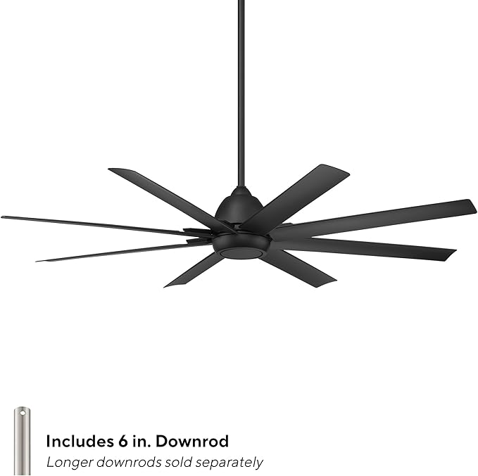 WAC Smart Fans Mocha XL Indoor and Outdoor 8-Blade Smart Home Ceiling Fan 66in Matte Black with Remote Control works with Alexa and iOS or Android App (NO LED LIGHT KIT)
