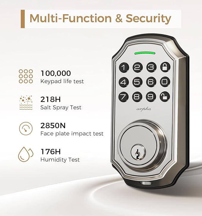 Keypad Door Lock with Handle (Silver+Handle)