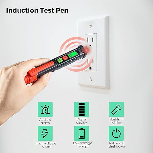 WGGE AC Voltage Tester/Non-Contact Voltage Tester with Dual Range AC 12V-1000V/48V-1000V, Electrical Pen with LCD Display and Flashlight Buzzer Alarm, Detect Wire Breakpoint, Live/Null Wire Tester.