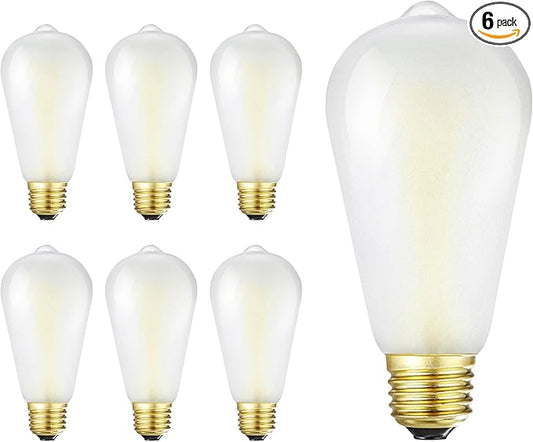 E26 Frosted LED Edison Bulbs, 4W, Equivalent 40W, Soft White 3000K,400LM,AC120V,Dimmable ST58 Frosted Vintage Bulbs with 90+ CRI, Pack of 6 (4W=40W Soft White)