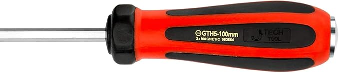 Jetech Striking Cap Go-Through Slotted Screwdriver, S2 Steel Flathead with Magnetic Tip, Ergonomic Soft Grip TPR Handle, 0.2 x 3.94 inches