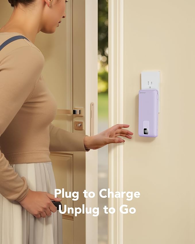 charmast 20000mAh Portable Charger with Built-in Cables & Wall Plug, 20W USB C Power Bank, Fast Charging Battery Pack Travel Essentials Compatible with iPhone 16/15/14 Series, Samsung, Google, iPad