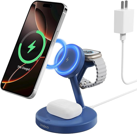 2025 3 in 1 Charging Station for Apple iPhone AirPods Watch with Mag-Safe Charger Wireless Charger Stand for iPhone 1716 15 14 13 12 Series AirPods iWatch Series - Gifts for Wife & Husband