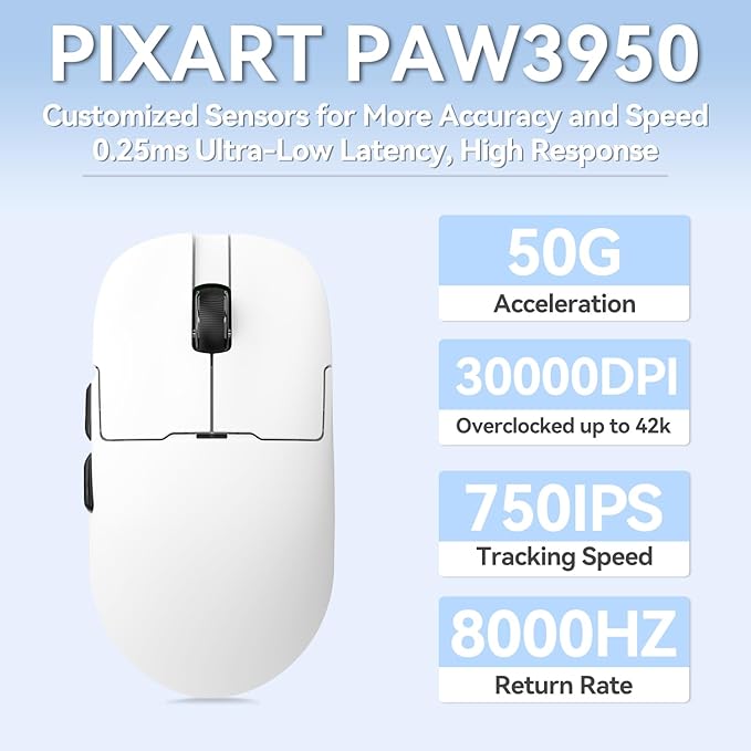 DAIDAI AJAZZ AJ159 APEX Wireless Gaming Mouse 2.4G Wired BT|RGB Magnetic Screen Charging Dock|Lightweight|42K Optical Tracking|400mAh Battery |PAW3950APEX Sensor.