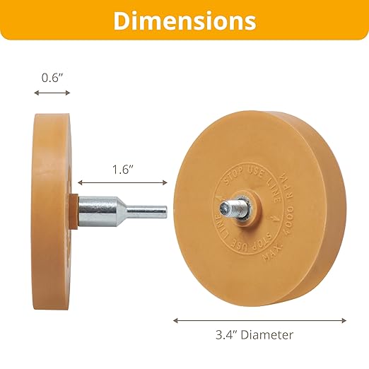 Wonder Wheel Decal Remover Eraser for Drill – 2 Pack Rubber Eraser Wheels for Easy Vinyl, Adhesive, and Sticker Removal – Durable, Safe on Cars, Boats, RVs – Dark Yellow, 4 Inch Diameter