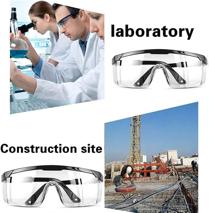 mozeeda 3 Pack Safety Glasses, Anti-fog Eye Protective Glasses Scratch Resistant Clear Wraparound Lenses Safety Goggles and No-Slip Grips, Adjustable Temples Lab Goggles