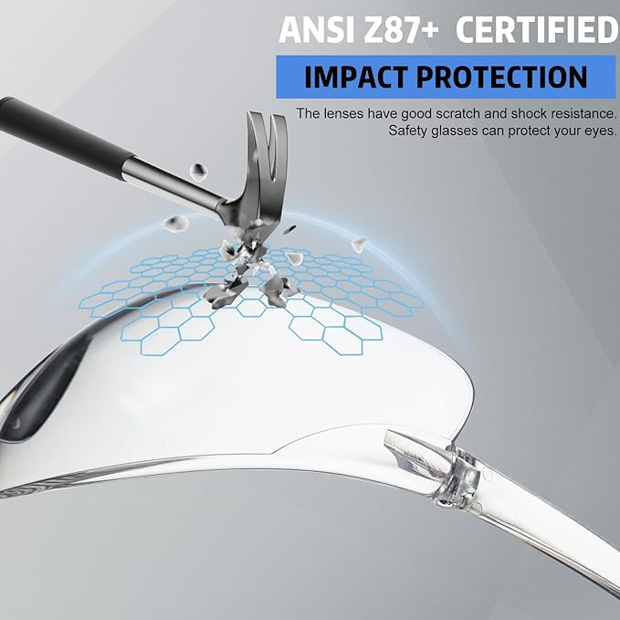 24 Pack Bulk Safety Glasses Clear Lens ANSI Z87.1 Safety Glasses for Women Men Eye Protection Glasses with Scratch and Impact Resistant for Construction and Laboratory