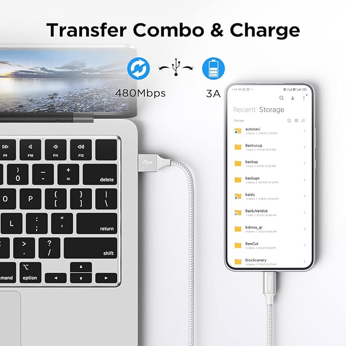 etguuds USB to USB C Cable 3.3ft, 2-Pack USB A to Type C Charger Cord Fast Charging for Samsung Galaxy A15 A25 A35 A55 A54, S24 S23 S22 S21 S20 S10 S10E, Note 20 10, Moto G, for iPhone 16 15, White