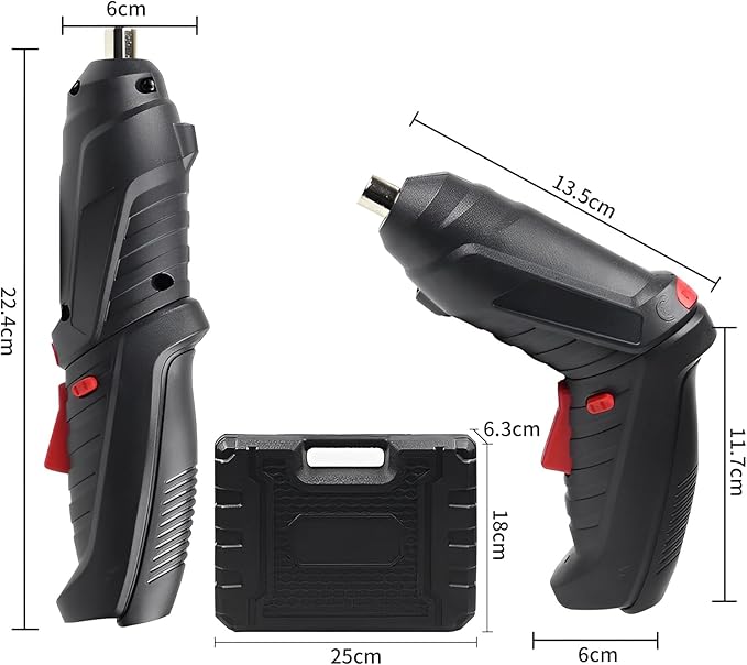 Cordless Electric Screwdriver, 4.2V Rechargeable with 47-Piece Bit Set, 3.5Nm Power, 2-Position Handle, LED Light