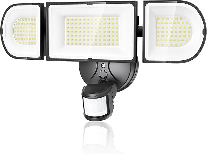 Olafus 180W Motion Sensor Outdoor Lights, 18000lm Dusk to Dawn LED Flood Lights Outdoor Wired, 6500K Daylight Motion Lights for Outside, IP65 Waterproof Exterior Security Light, Black
