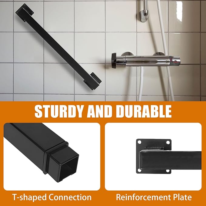 2FT Stair Handrail, Wall-Mounted Square Staircase Handrail, Stair Railing for Indoor & Outdoor Steps, Non-Slip Metal Steel Grab Bar for Stairs, Loft, Porch