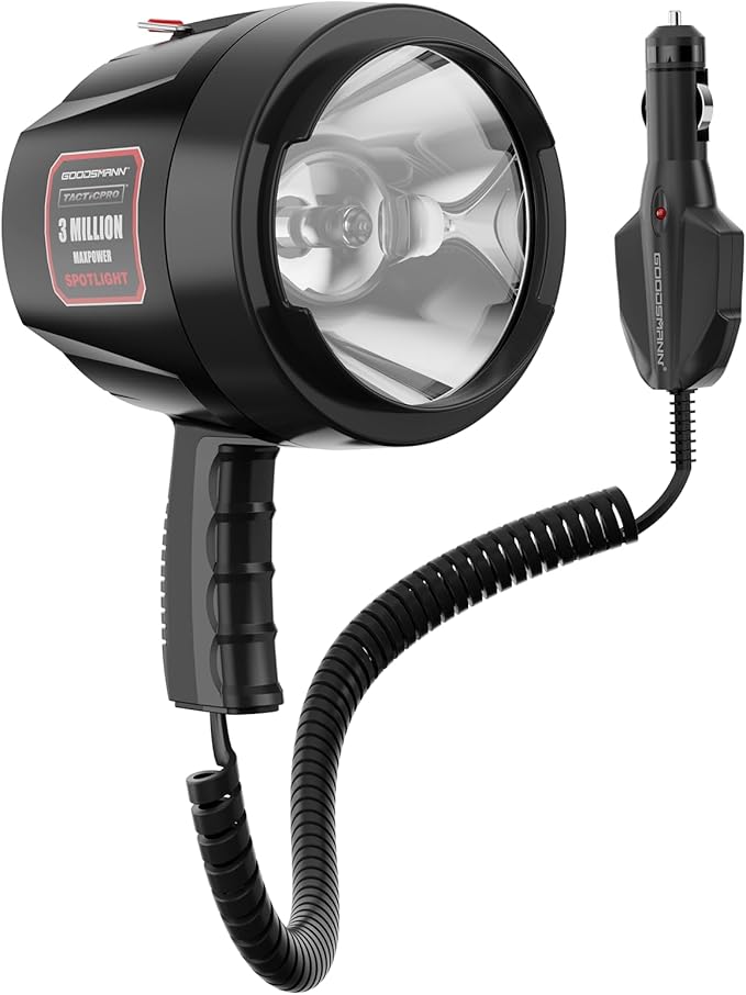 GOODSMANN Spotlight Corded Spot Lights for Boats 1200 Lumen Halogen 12V DC Handheld Spotlight 9924-0011-15