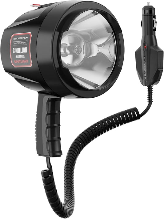 GOODSMANN Spotlight Corded Spot Lights for Boats 1200 Lumen Halogen 12V DC Handheld Spotlight 9924-0011-15