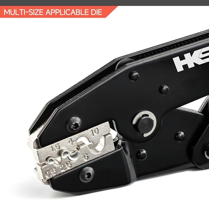 HKS Crimping Tool for Non-Insulated Terminals - Ratcheting Wire Crimpers for Butt, Fork, Ring, OT & UT - AWG 20-8 (0.5-10mm²) - Ratchet Terminal Crimper - Electrical Crimping Tool