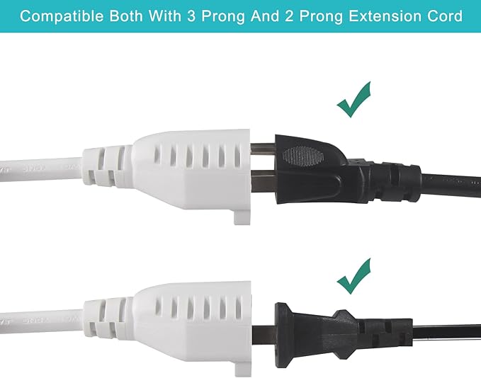 [5 Pack] White Short 3Prong Power Extension Cord - 6inch Mini Indoor Grounded Extension Cord,16AWG Small Electrical AC Extension Cord for Power Strip, 13amp Male to Female Household Extender Cable