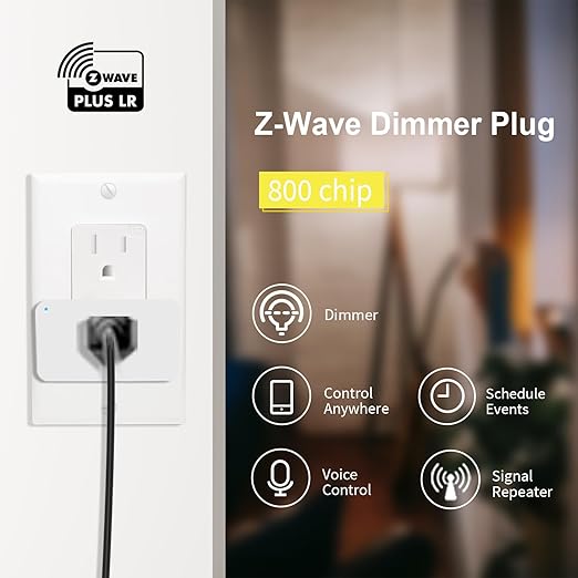 Minoston 800 Series Z-Wave Plug Dimmer Smart Plug-in Outlet, Built-in Repeater Range Extender, Z-Wave Hub Required, Compatible with Alexa, SmartThings, Z-BOX, Home Assistant (MP31ZD)