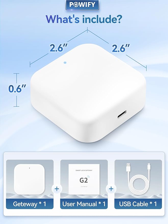 Smart Lock Wi-Fi G2 Gateway, Remote Control with TT Lock App, Compatible with Alexa Voice Control