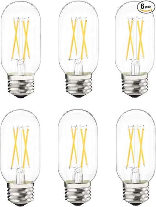 Dimmable LED Tubular Bulb 6W,E26 Clear Edison Bulb,60W Equivalent 600 Lumens, Antique Edison Style LED Filament Light Bulbs,Daylight White 5000K Pack of 6