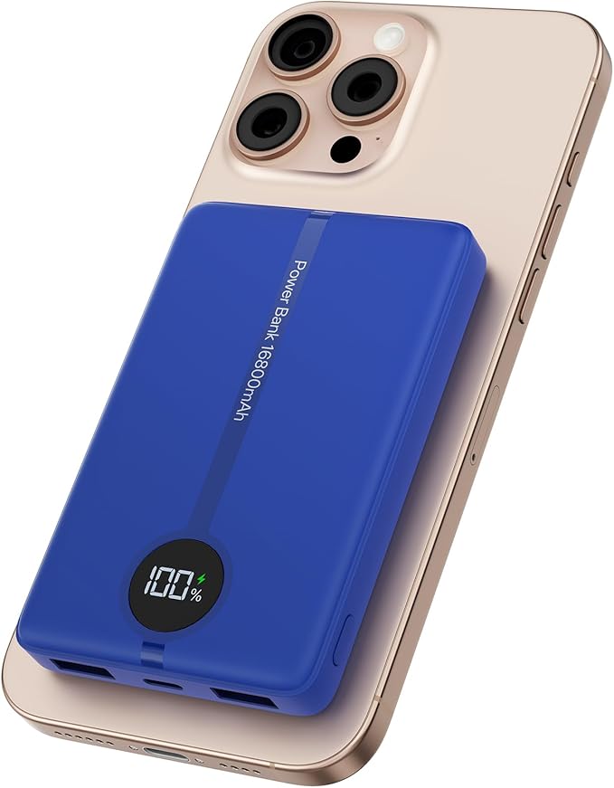 Magnetic Portable Charger, 16800mAh Wireless Power Bank, with 20W USB-C Fast Charging and LED Digital Display Magnetic Battery Pack, Compatible with iPhone 17/16/15/14/13/12 Full Series (2025)