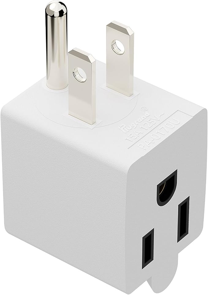 90 Degree Adapter Right Angled Upward Angled USA 3-Prong Male-Female Adapter, Plugrand 90 Degree Angled USA Male Female Adapter, 5-15P to 5-15R Direction Changer Space Save Adapter White PA-0170UW