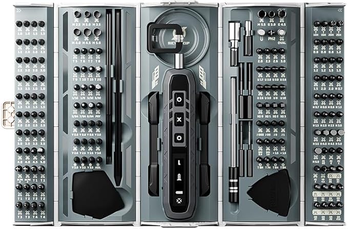 180 In 1 Mini Electric Precision Screwdriver Set, Automatic Screwdriver, Torque Of 0.35N Repair Tools,With 48 Magnetic Bits,Shadowless Lamp For Repair Phone,Laptop,Watch,Camera (E180 IN 1)