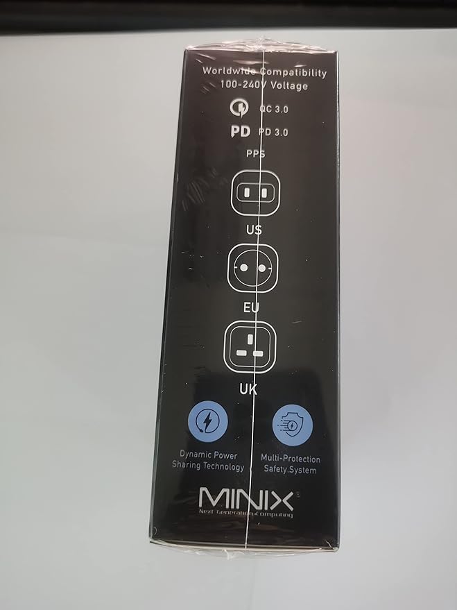 MINIX NEO P3 100W Turbo 4-Ports GaN Wall Charger, 3 x USB-C Port Fast Charging Adapter(Max 100W/20W), 1 USB-A (Max 18W). Compatible with MacBook Pro Air, iPad Pro, iPhone 14,Galaxy S9 and More.