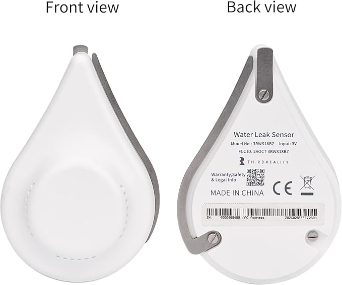 THIRDREALITY Zigbee Water Leak Sensor with Dripping Detection,120dB Alarm,App Notifications Enabled When Work with Home Assistant and Compatible Zigbee HUB Like SmartThings,Aeotec or Third Reality Hub
