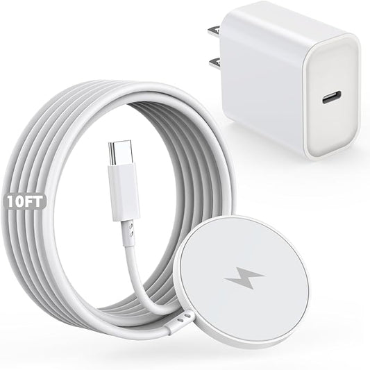 Magnetic Wireless Charger 15W Fast Mag Safe Charger for iPhone 16, 10FT Fast Wireless Charging Pad with 20W Apple USB C Charging PD Block for iPhone 16 Pro Max/16 Pro/16/15/14/13/12, AirPods 3/2/Pro 2