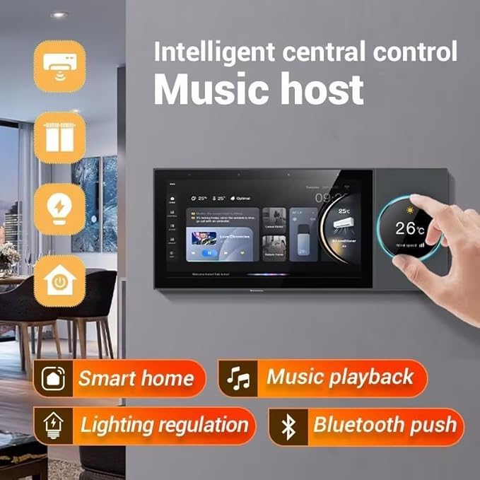 Smart Home Control Panel,7'' Dimmer and Background Music Player,Multifunctional Intelligent Control Touch Screen,Smart Life Tuya App Control Timer Switch for Smart Appliances