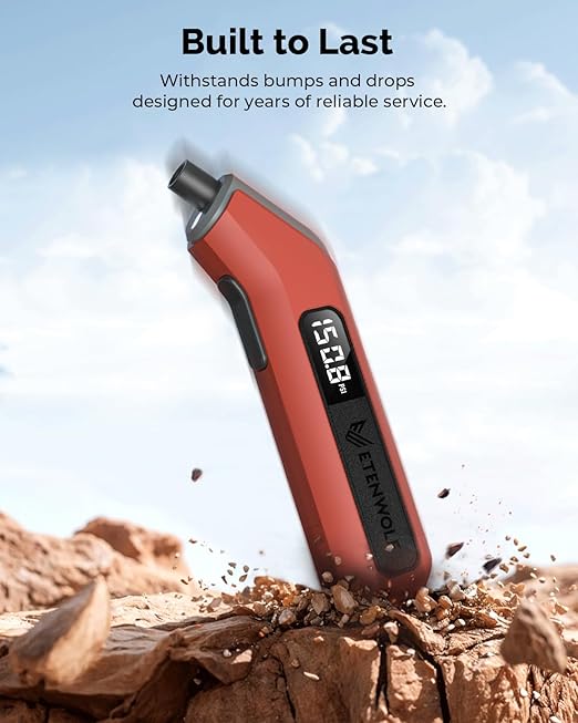 ETENWOLF Digital Tire Pressure Gauge 2 Pack, Industrial Tire Gauge 3-200 PSI, Calibrated to ANSI B40.7 Grade 2A(Plus-Minus 0.5%), Air Pressure Gauge with Replaceable AAA Batteries (Vivid Orange)