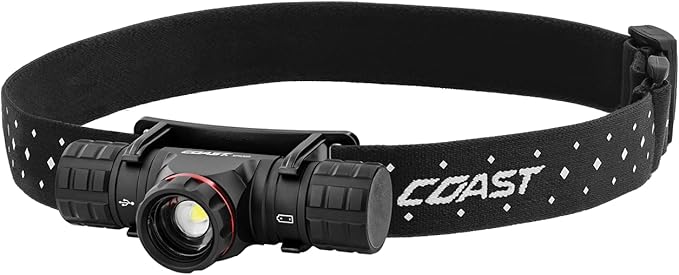 Coast XPH30R 1200 Lumen USB-C Rechargeable Dual Power Headlamp with Twist Focus Beam and Magnetic Base, Black