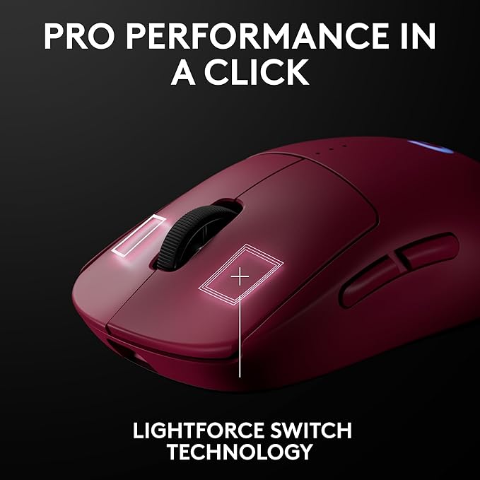 Logitech PRO 2 Lightspeed Wireless Gaming Mouse, Pink | Hero 2 Sensor, 44k DPI, 8 Programmable Buttons, LIGHTFORCE Switches, RGB Lighting, Lightweight, PC/Mac | with Signature Series Charging Dock