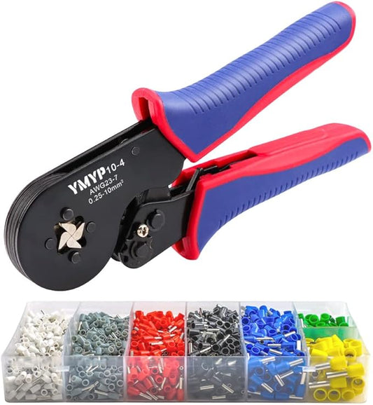 Ferrule Crimping Tool AWG 23-7 with 1900PCS Ferrules Kit, Square Crimper for End-Sleeves Terminal - Self-Adjusting Racheting Tool Visit the YMYP Store