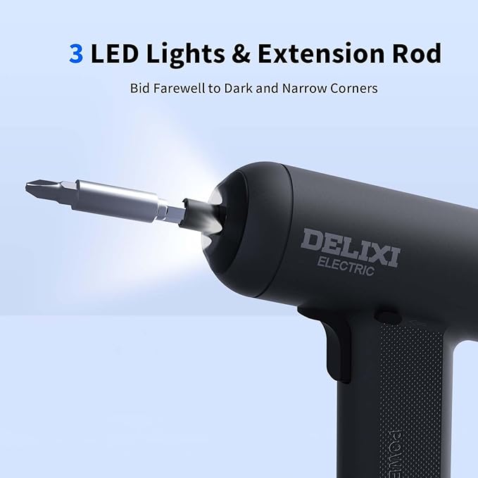 Cordless Electric Screwdriver 4V Mini Cordless Drill Set with 1500mAh Battery, 5N.m Electric Torque, Rechargeable Electric Screwdriver with 10 Bits & 2.36" Extension Bar