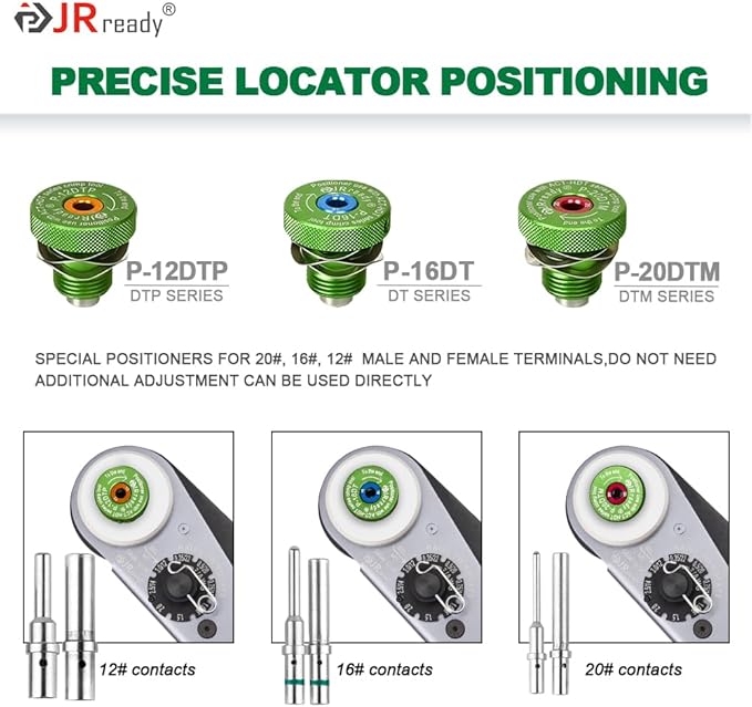 ST2163 Deutsch Crimp Kit，ACT-HDT Solid Contacts Crimp Tool with 3 Positioners and G454 Gauge for Deutsch Size 12 16 20 Turned Pin and Socket Terminals Work with Deutsch DT DTM DTP Series Connectors