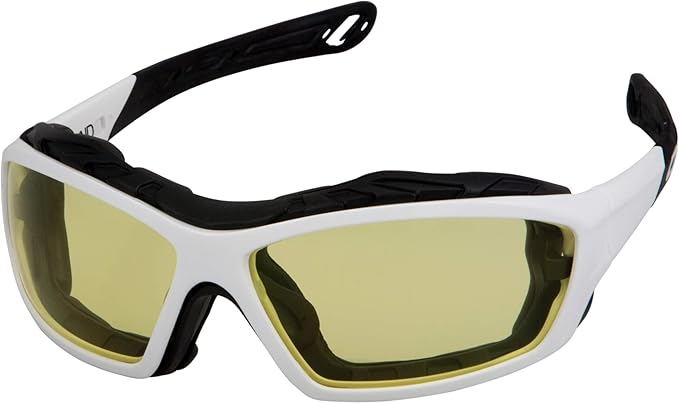 WYND Blocker Motorcycle Riding Glasses Extreme Sports Wrap Sunglasses (White/Yellow)