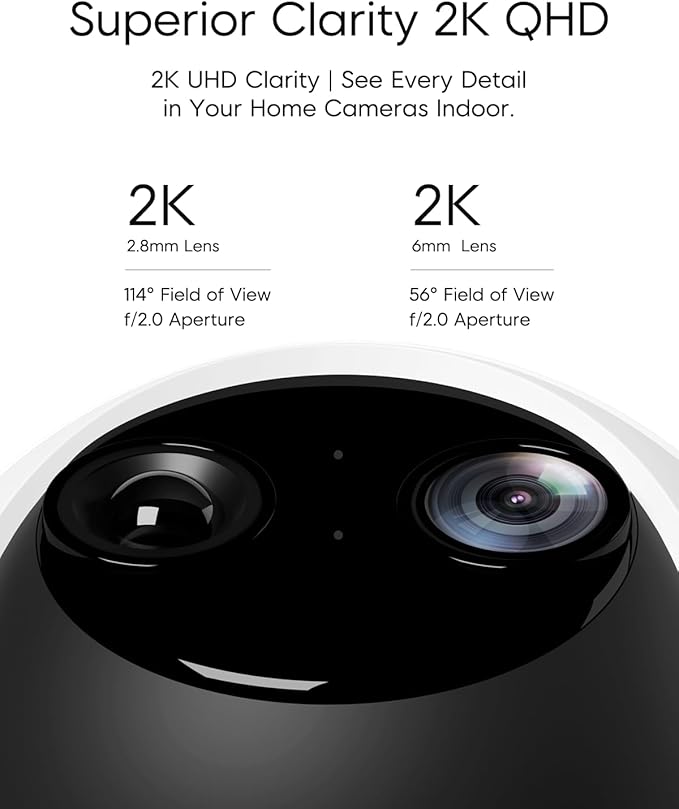 VSTARCAM Security Camera Indoor, Dual Cameras, 2K QHD Security Camera with 10× Zoom, 360° Camera, Baby Monitor, Pet Camera, Human/Pet Detection, AI Tracking, 2.4G Wi-Fi, 2-Way Audio, Plug in