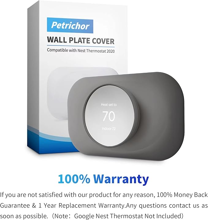 Compatible with Google Nest Thermostat 2020 Wall Plate Cover - Petrichor Nest Thermostat Trim Kit, Made for Google Nest Thermostat 2020, Cover Imperfections Easy to Install - Charcoal