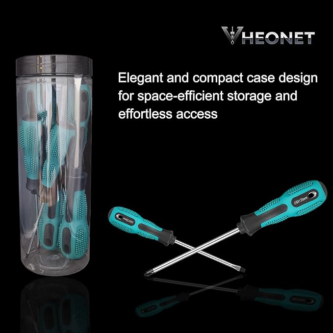 Magnetic Screwdriver Sets 6 PCS, Screwdriver Set with Bag,Flat Head Phillips Screwdriver, Non-Slip Cushion Grip for Repair Home Improvement,Green & Black